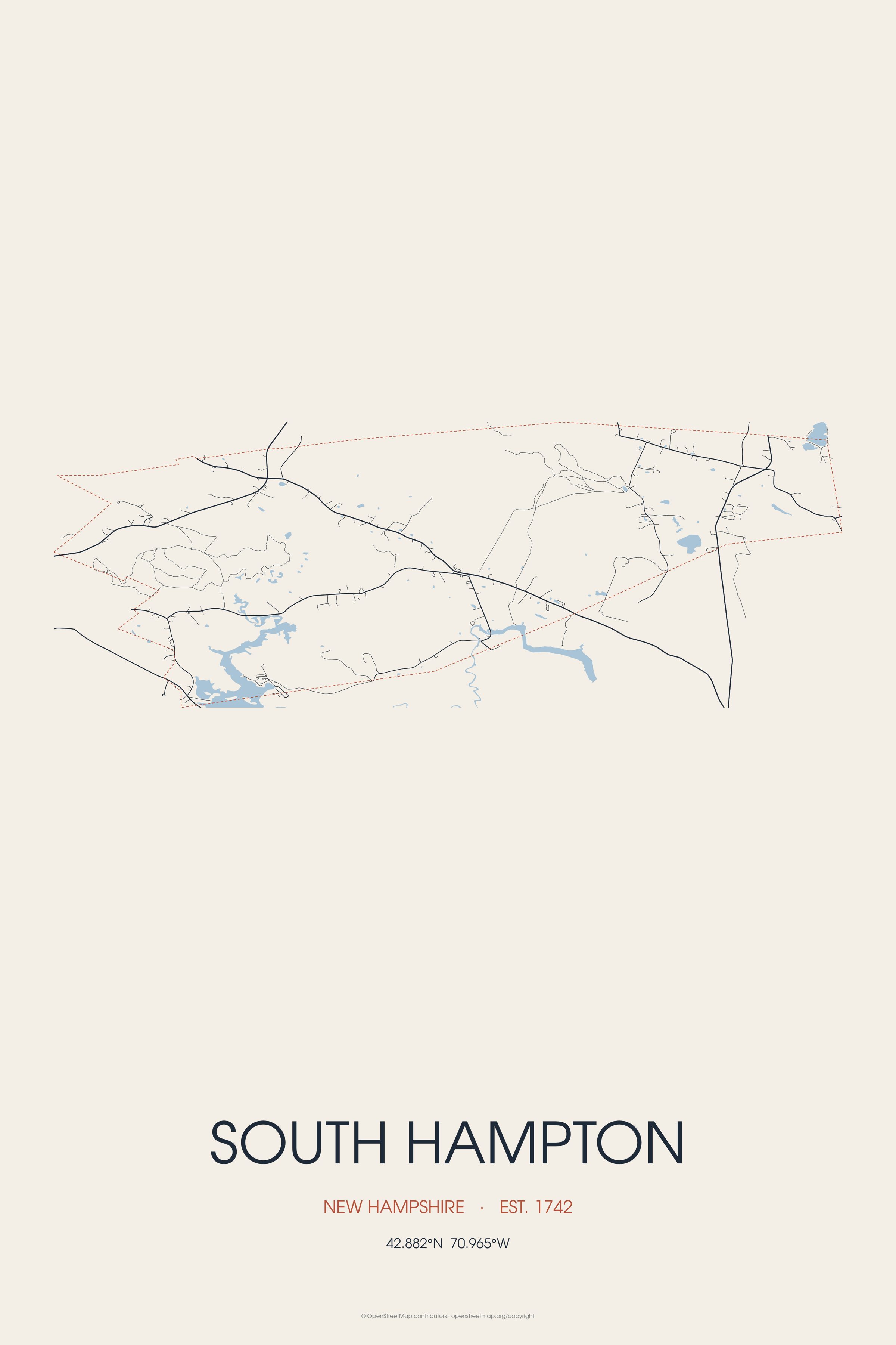 Street map of South Hampton, New Hampshire