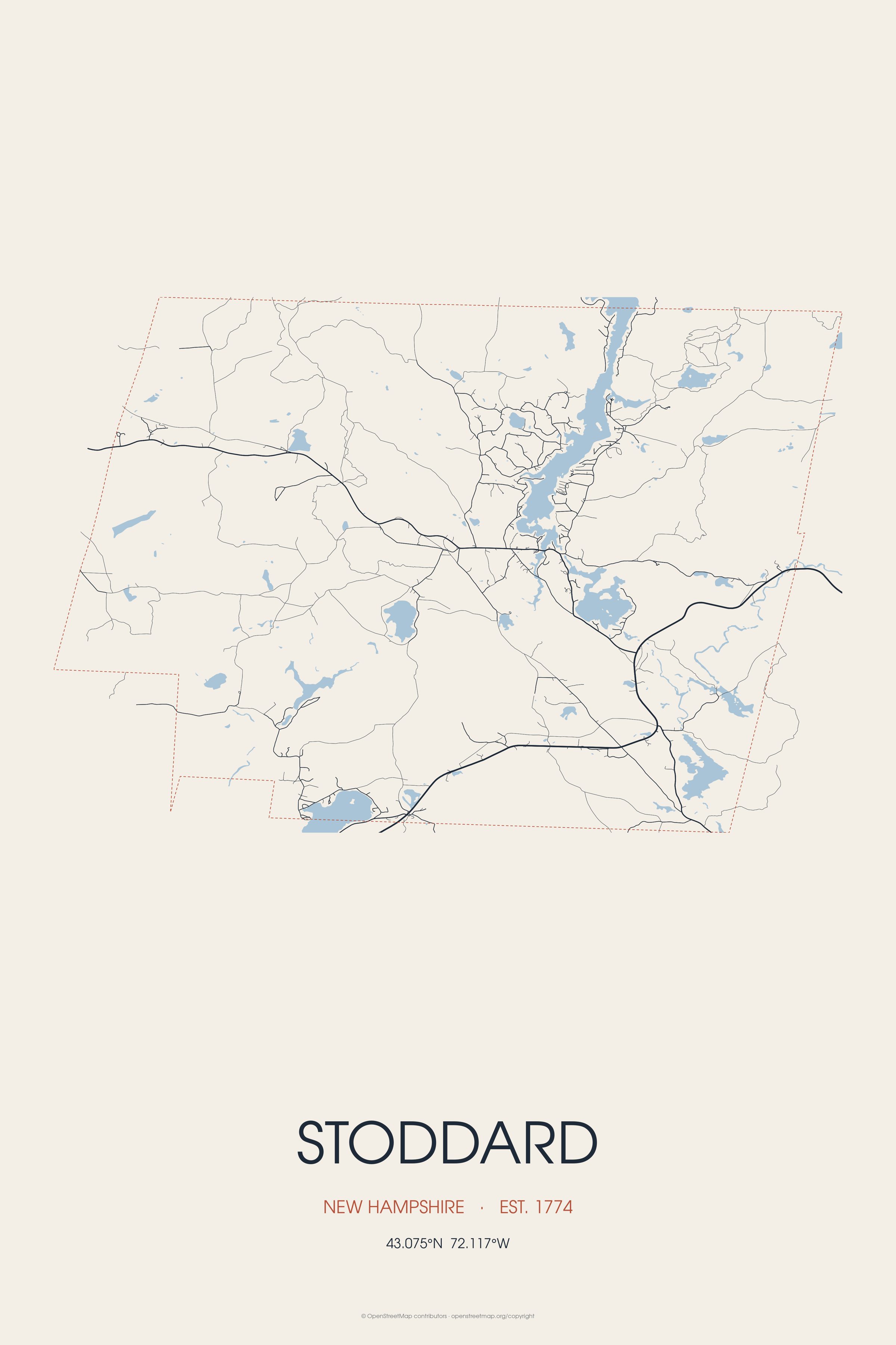 Street map of Stoddard, New Hampshire