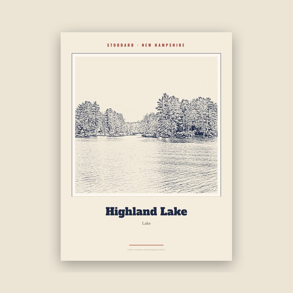 Stoddard Highland Lake Landmark Print