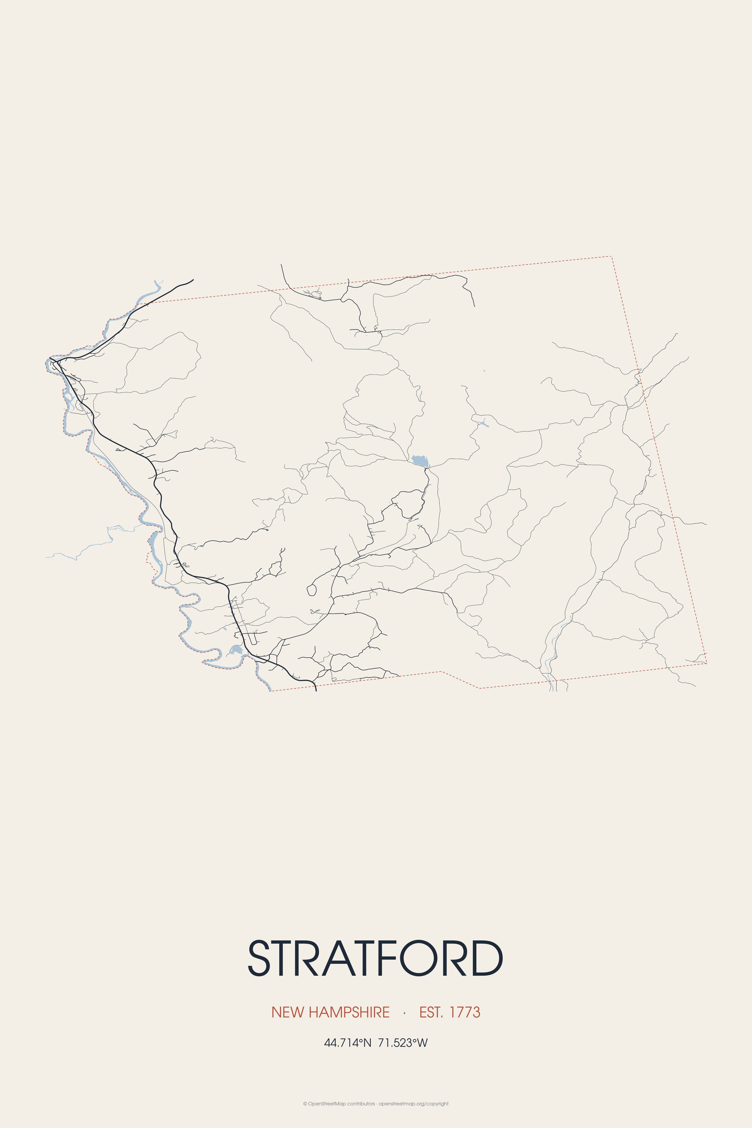 Street map of Stratford, New Hampshire
