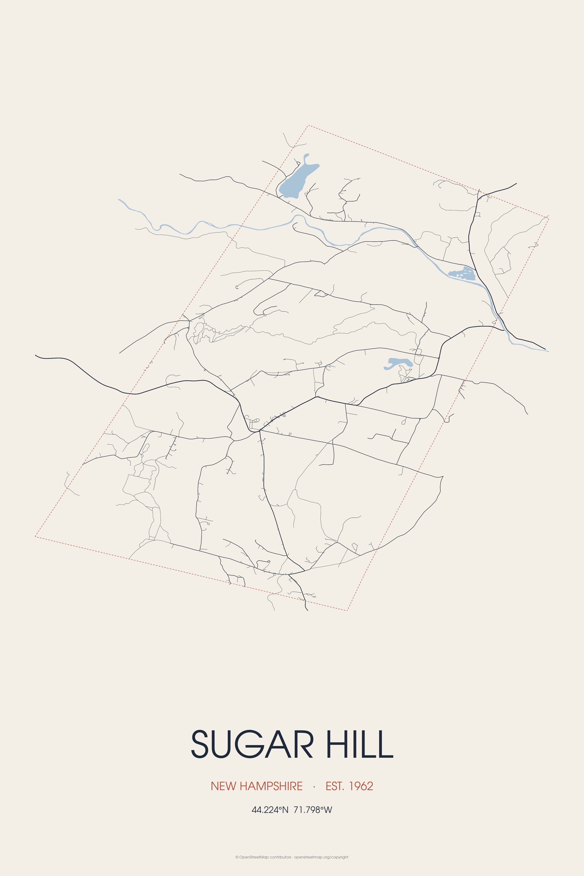 Street map of Sugar Hill, New Hampshire