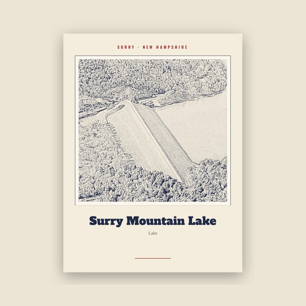 Surry Surry Mountain Lake Landmark Print