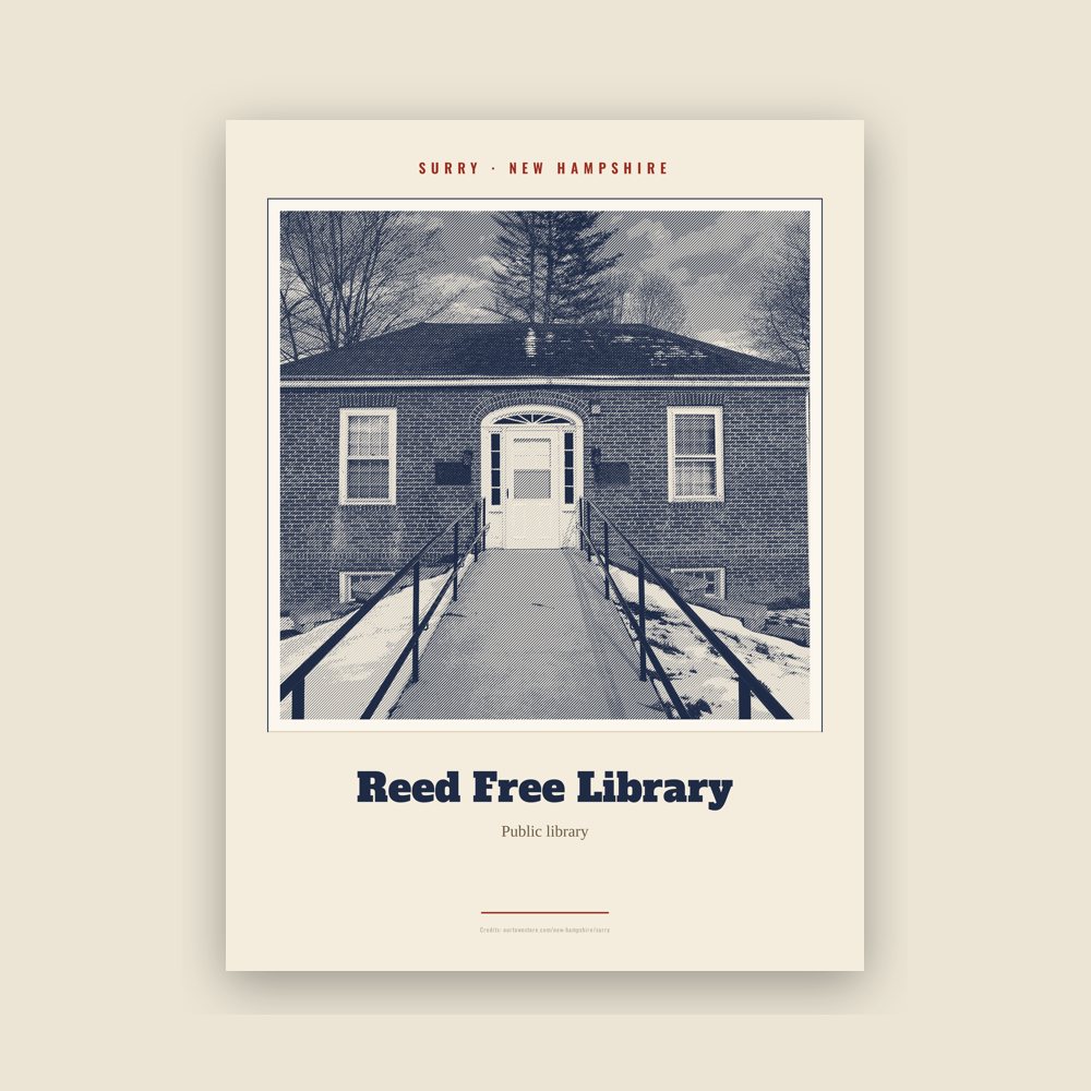 Surry Reed Free Library Landmark Print