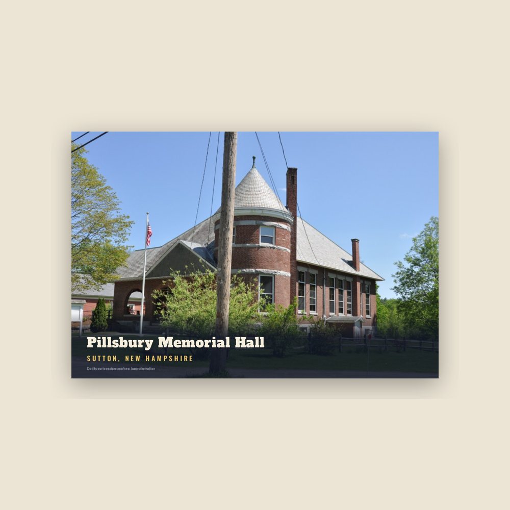 Sutton Pillsbury Memorial Hall Postcard