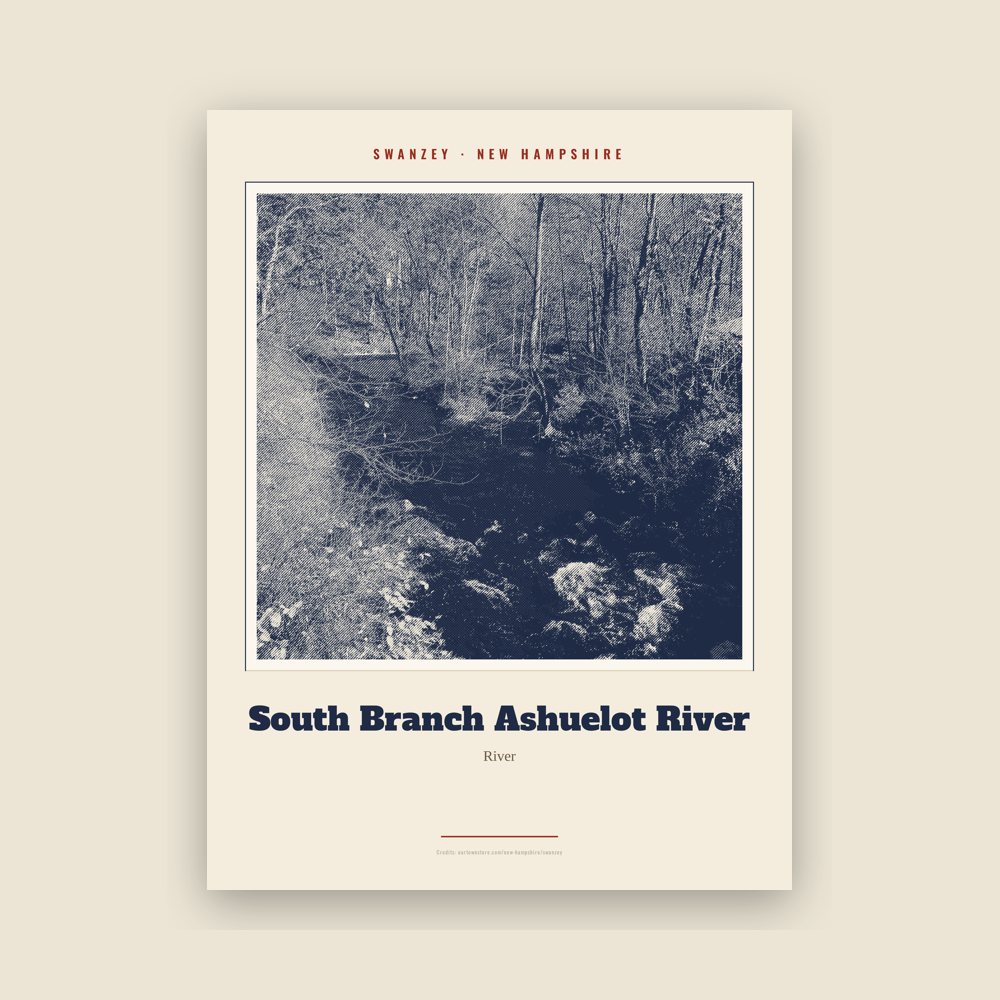 Swanzey South Branch Ashuelot River Landmark Print