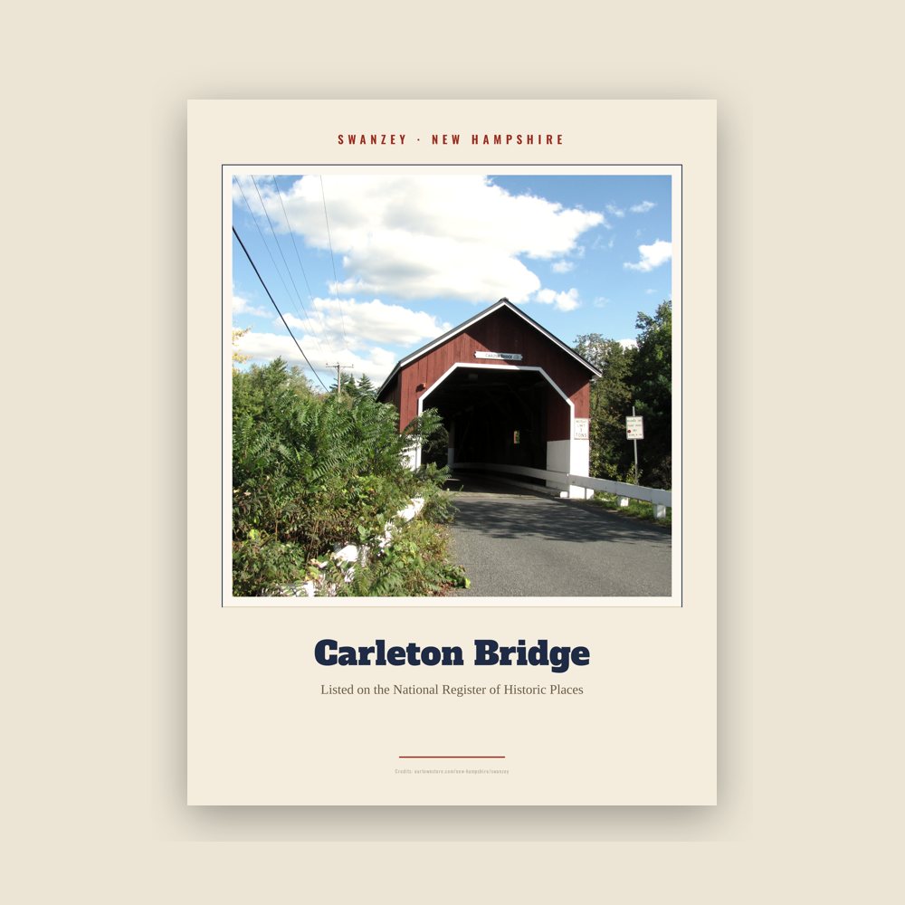 Swanzey Carleton Bridge Landmark Print