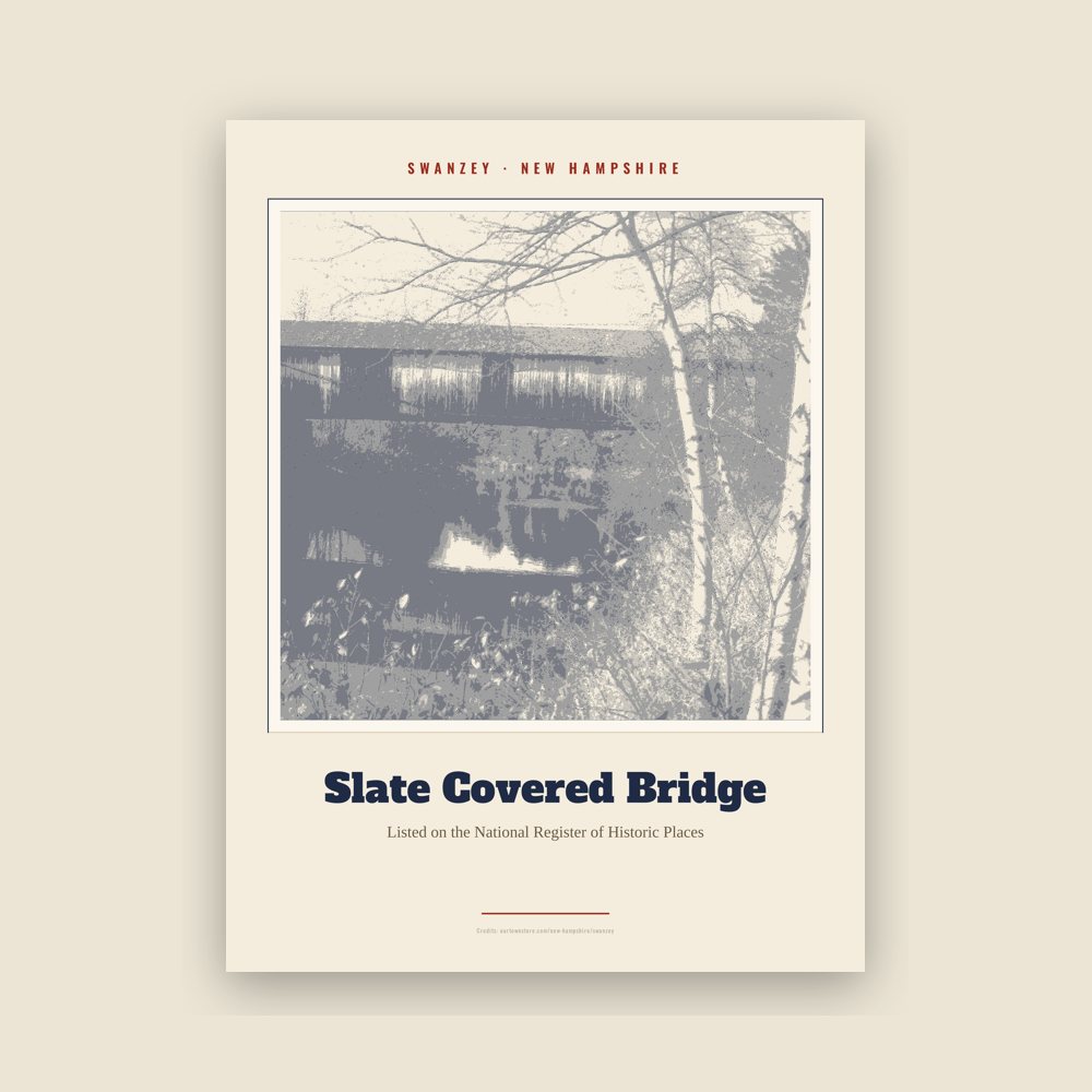Swanzey Slate Covered Bridge Landmark Print