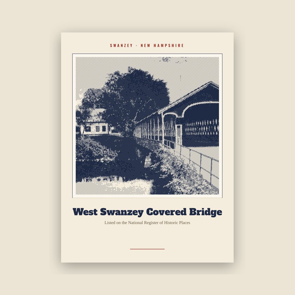 Swanzey West Swanzey Covered Bridge Landmark Print