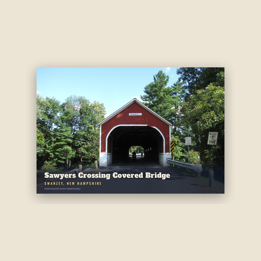 Swanzey Sawyers Crossing Covered Bridge Postcard