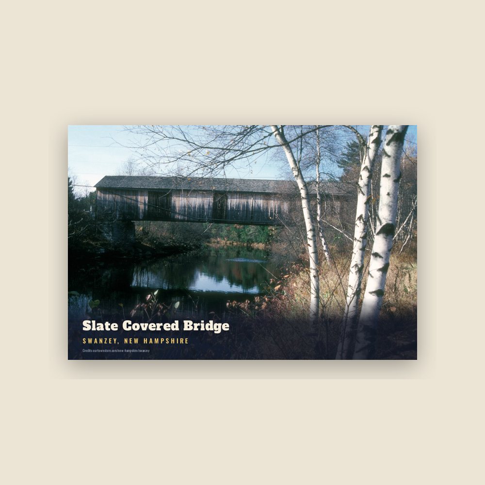 Swanzey Slate Covered Bridge Postcard