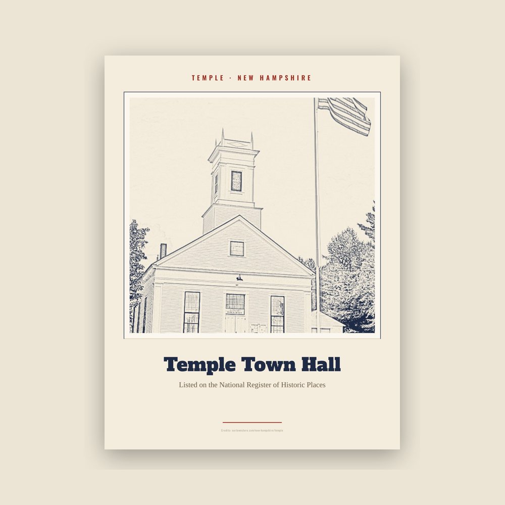 Temple Temple Town Hall Landmark Print