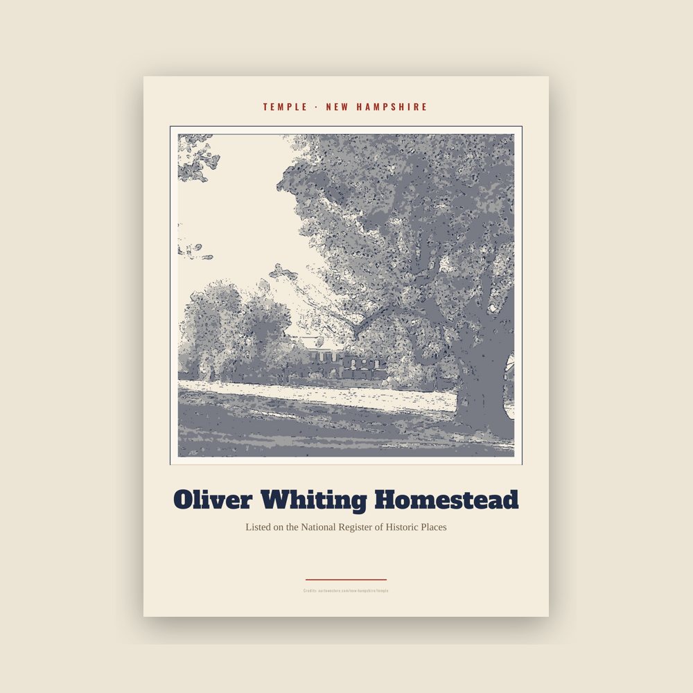 Temple Oliver Whiting Homestead Landmark Print