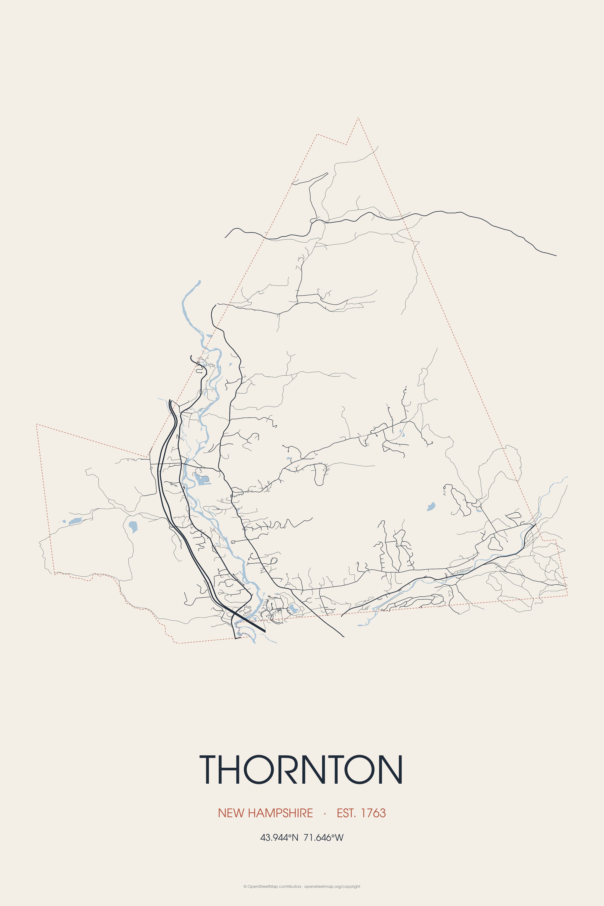 Street map of Thornton, New Hampshire