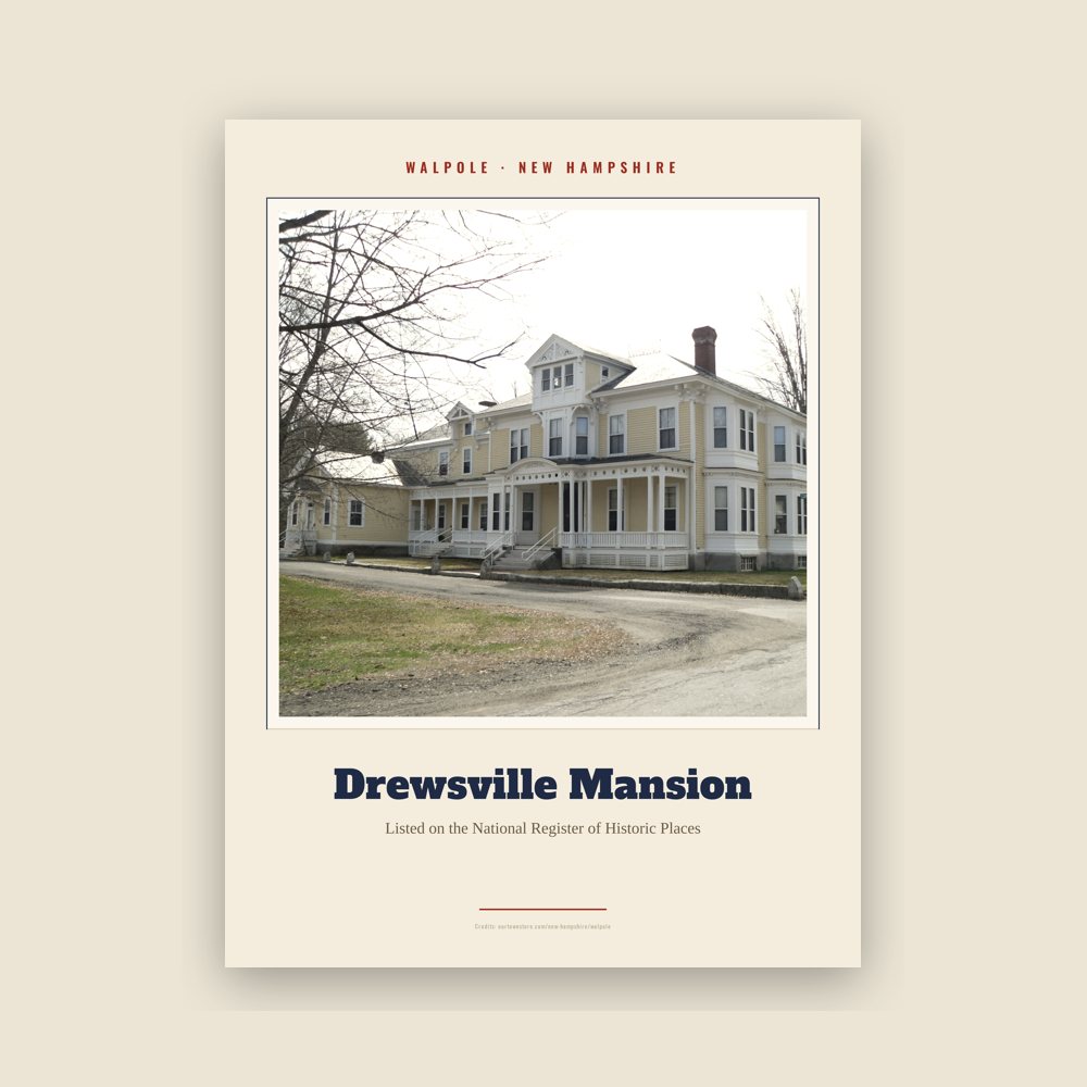 Walpole Drewsville Mansion Landmark Print