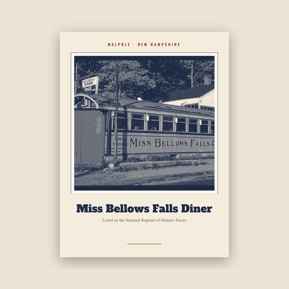 Walpole Miss Bellows Falls Diner Landmark Print