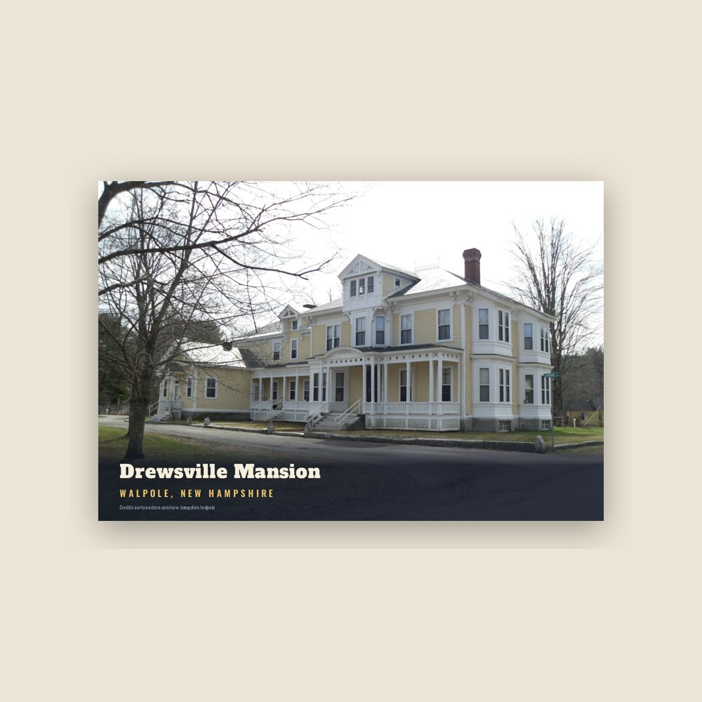 Walpole Drewsville Mansion Postcard