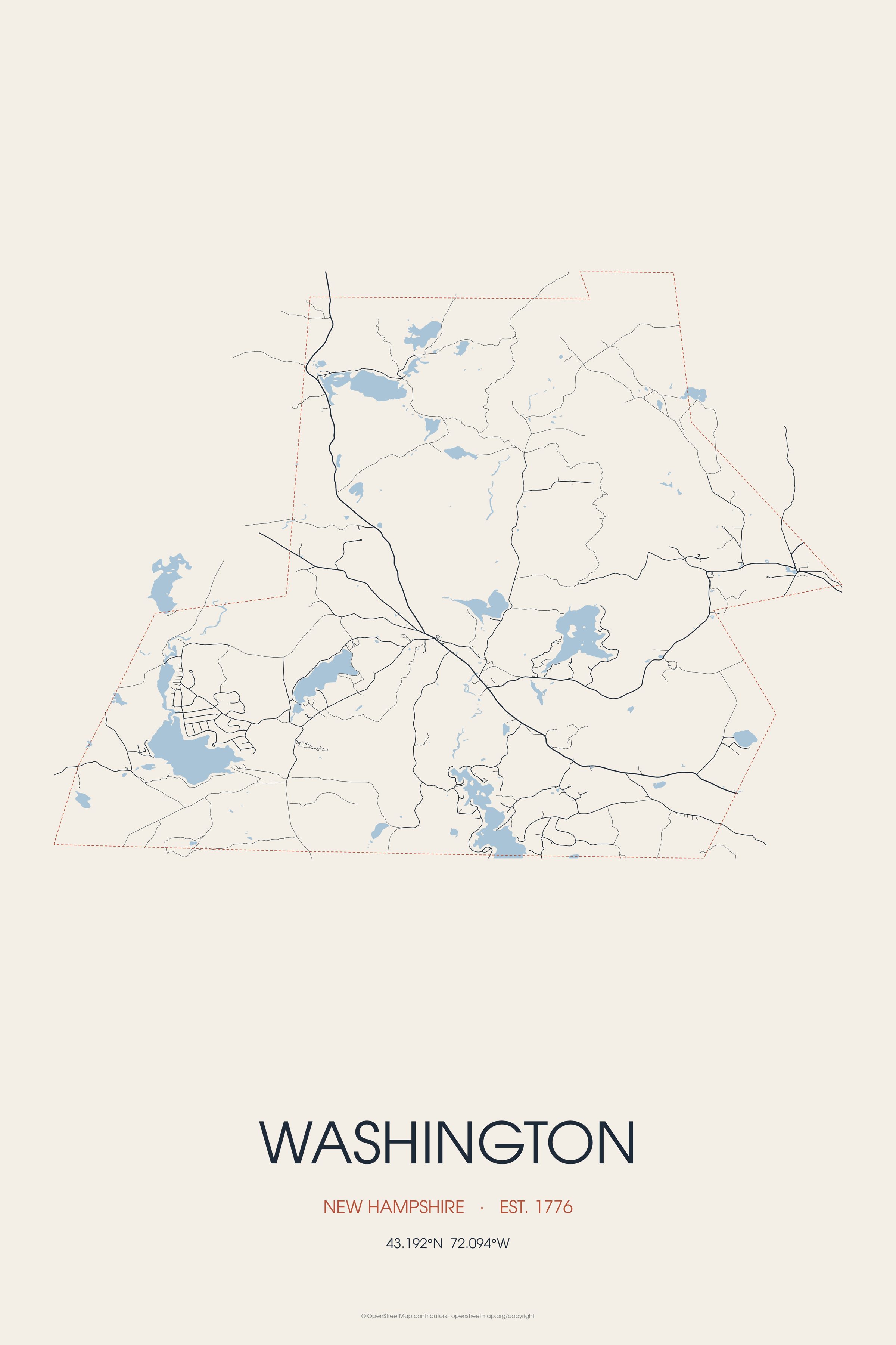 Street map of Washington, New Hampshire