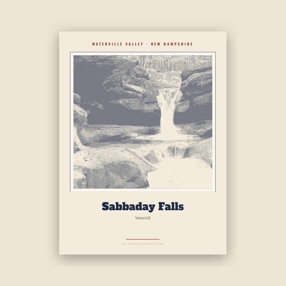 Waterville Valley Sabbaday Falls Landmark Print