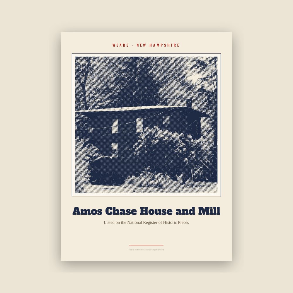 Weare Amos Chase House and Mill Landmark Print