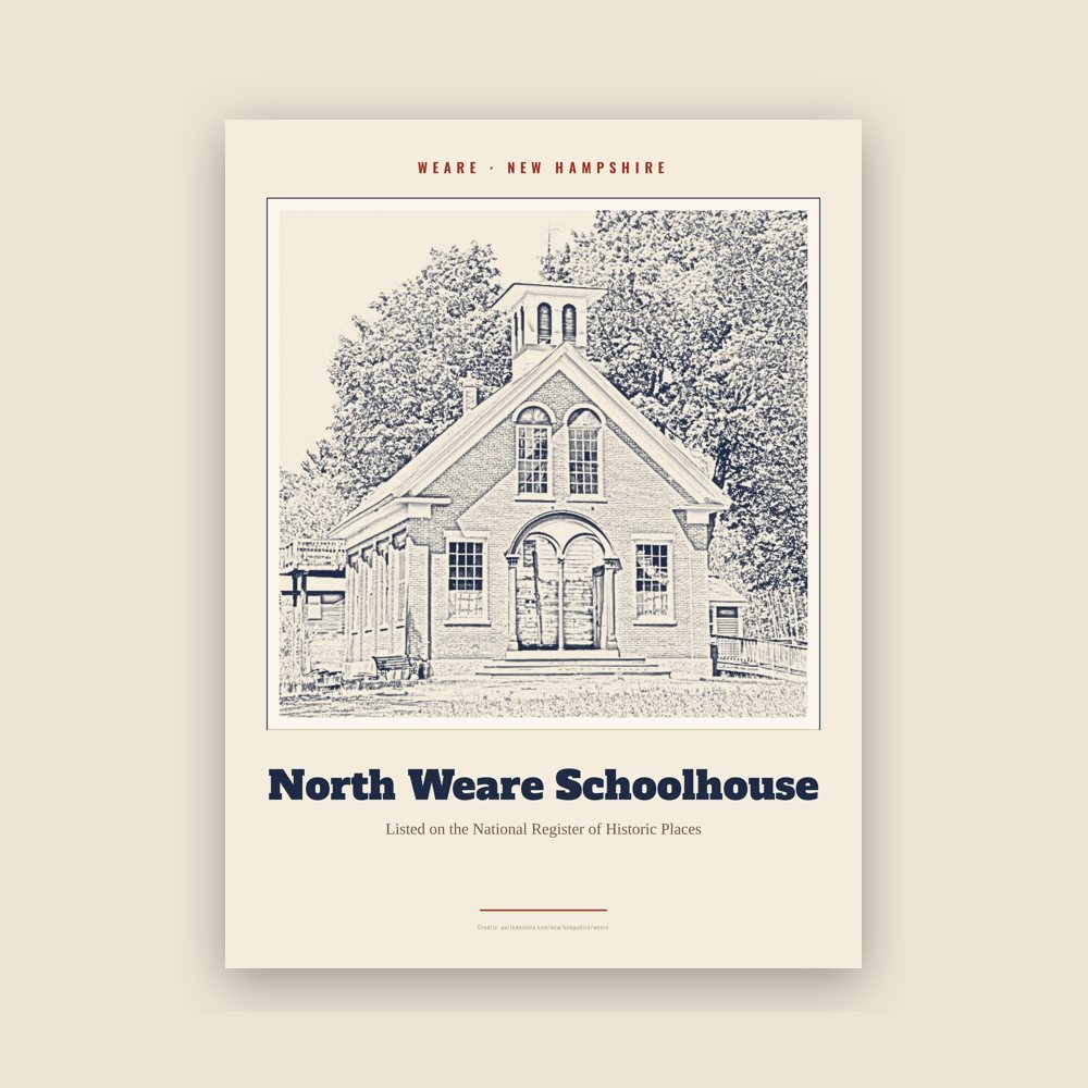 Weare North Weare Schoolhouse Landmark Print