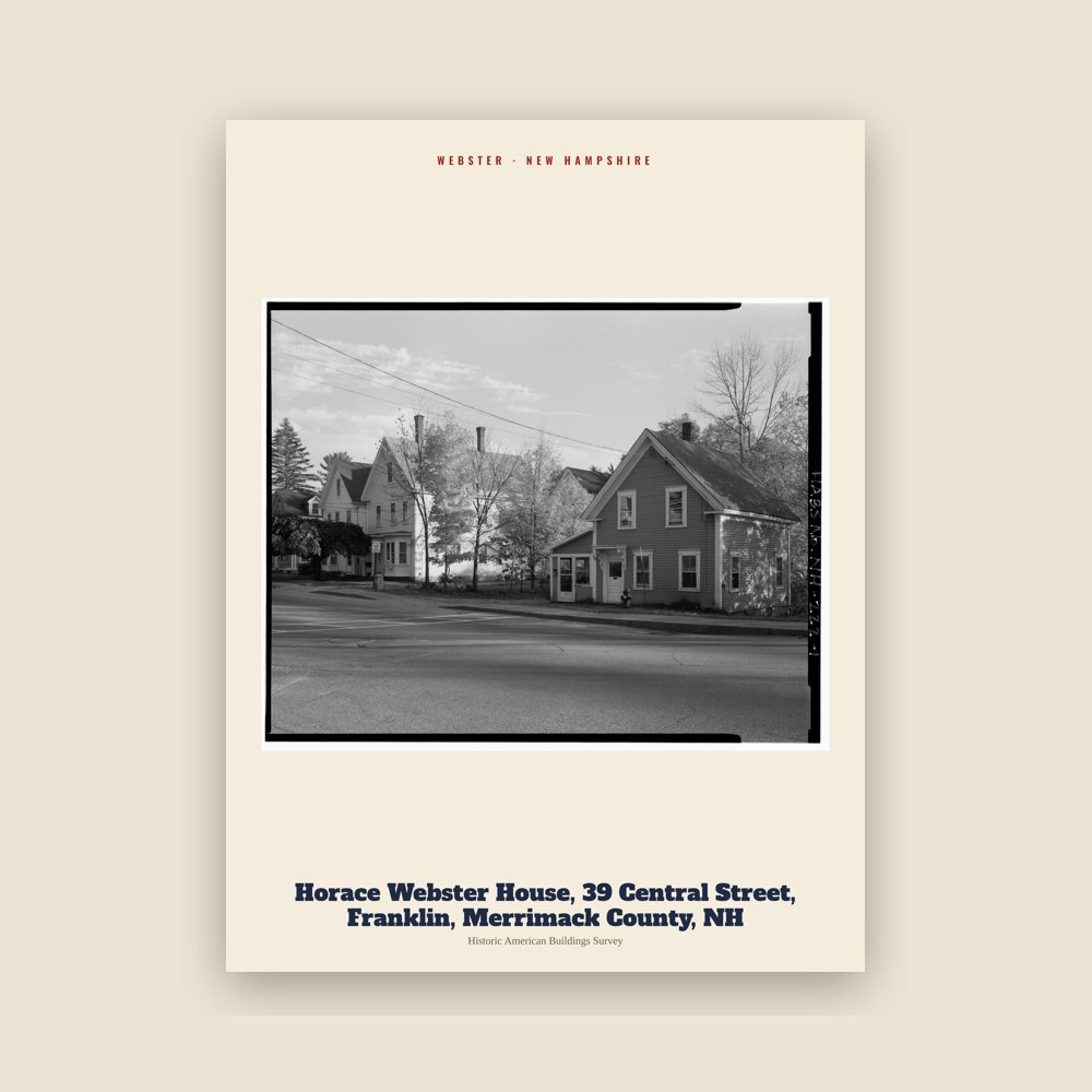 Webster Horace Webster House, 39 Central Street, Franklin, Merrimack County, NH Archive Print