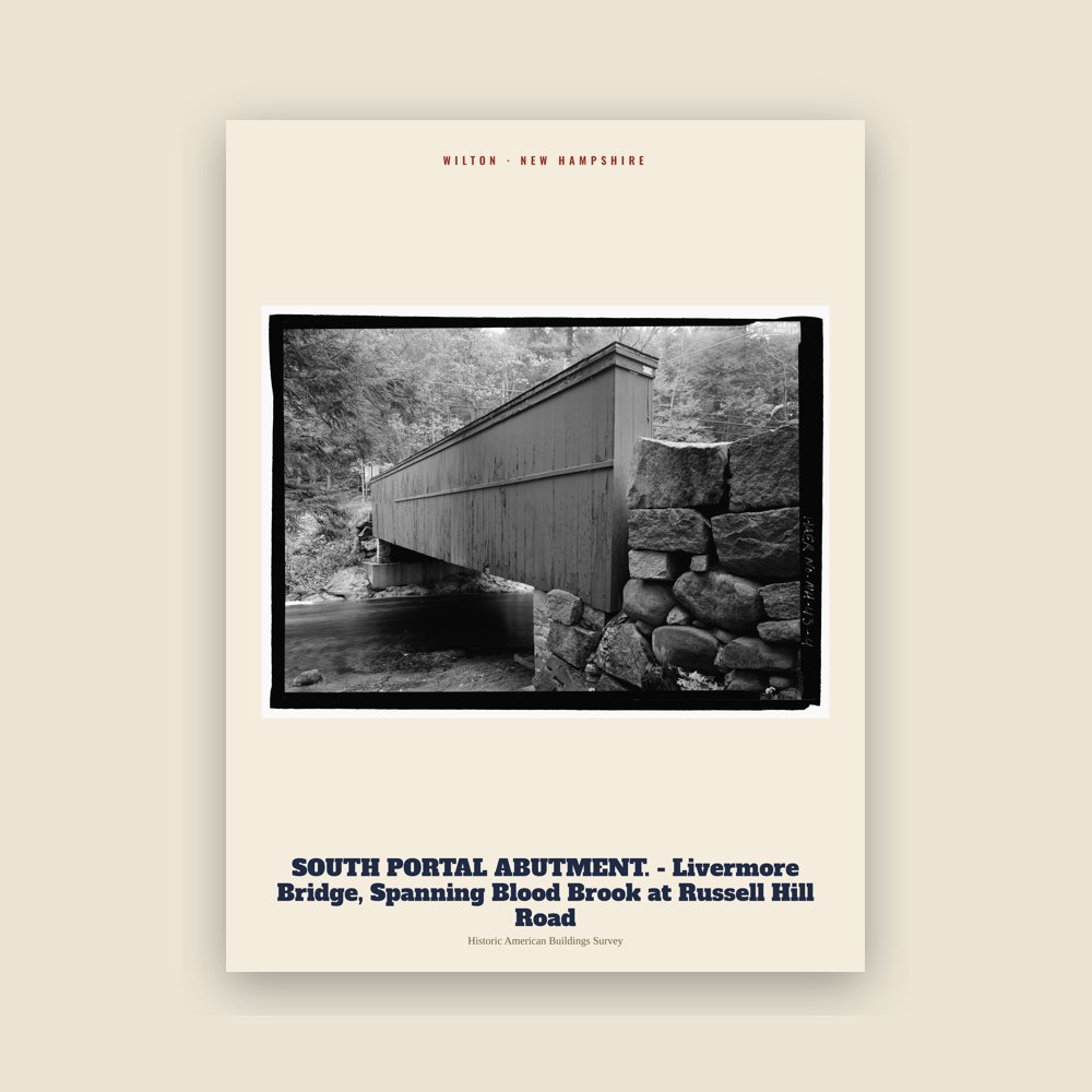 Wilton SOUTH PORTAL ABUTMENT. - Livermore Bridge, Spanning Blood Brook at Russell Hill Road Archive Print