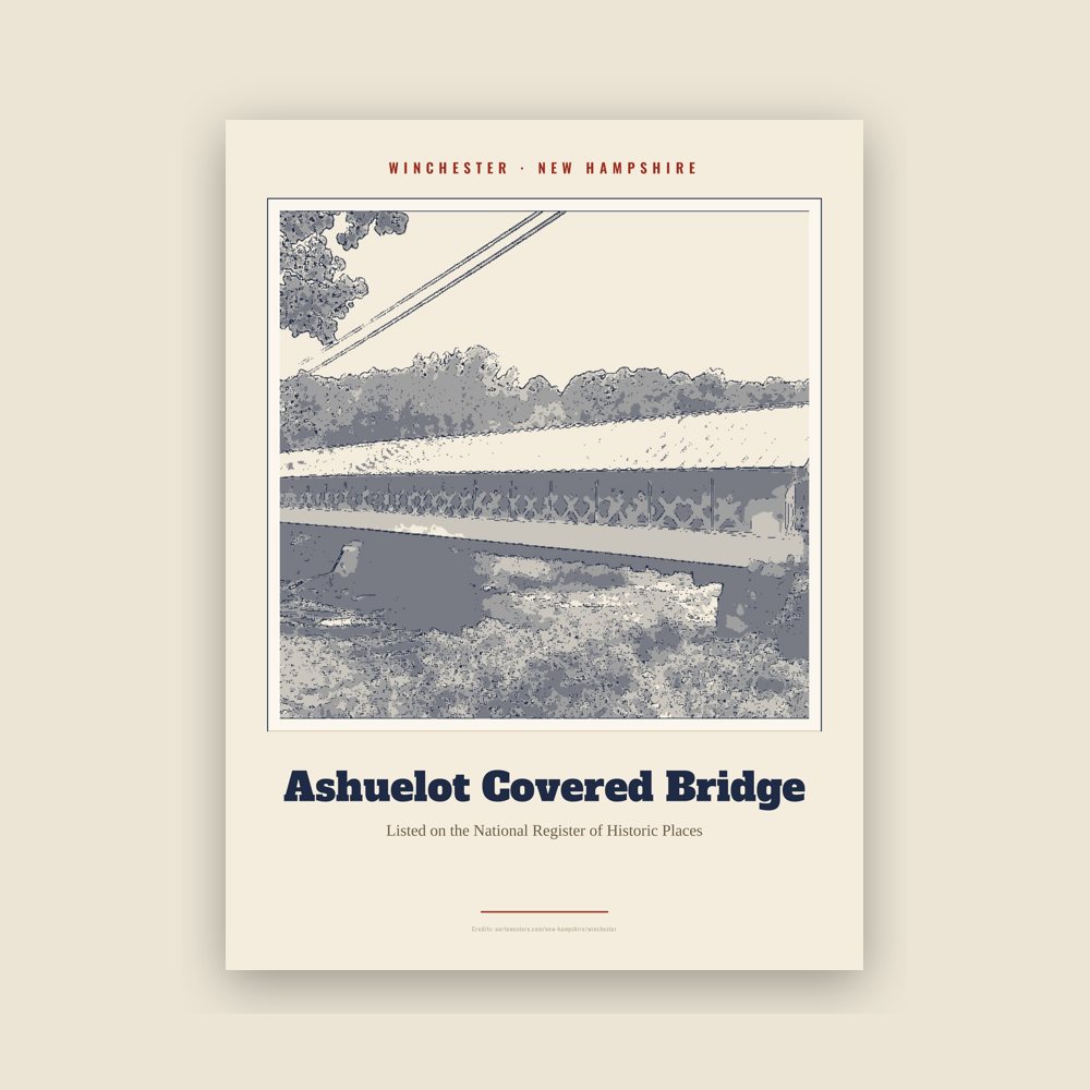 Winchester Ashuelot Covered Bridge Landmark Print