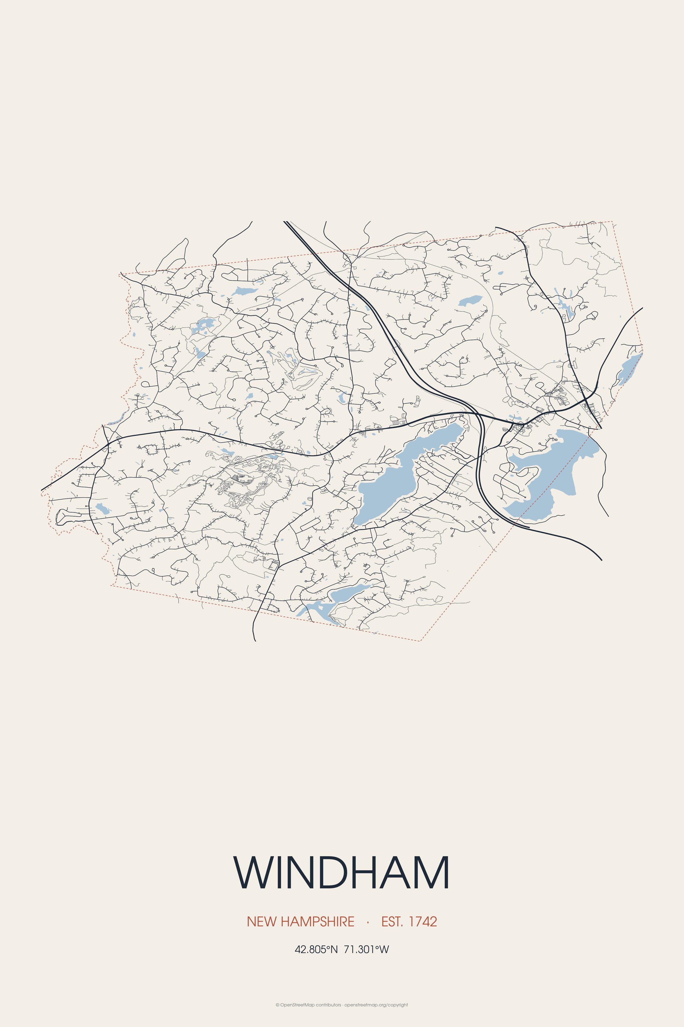 Street map of Windham, New Hampshire