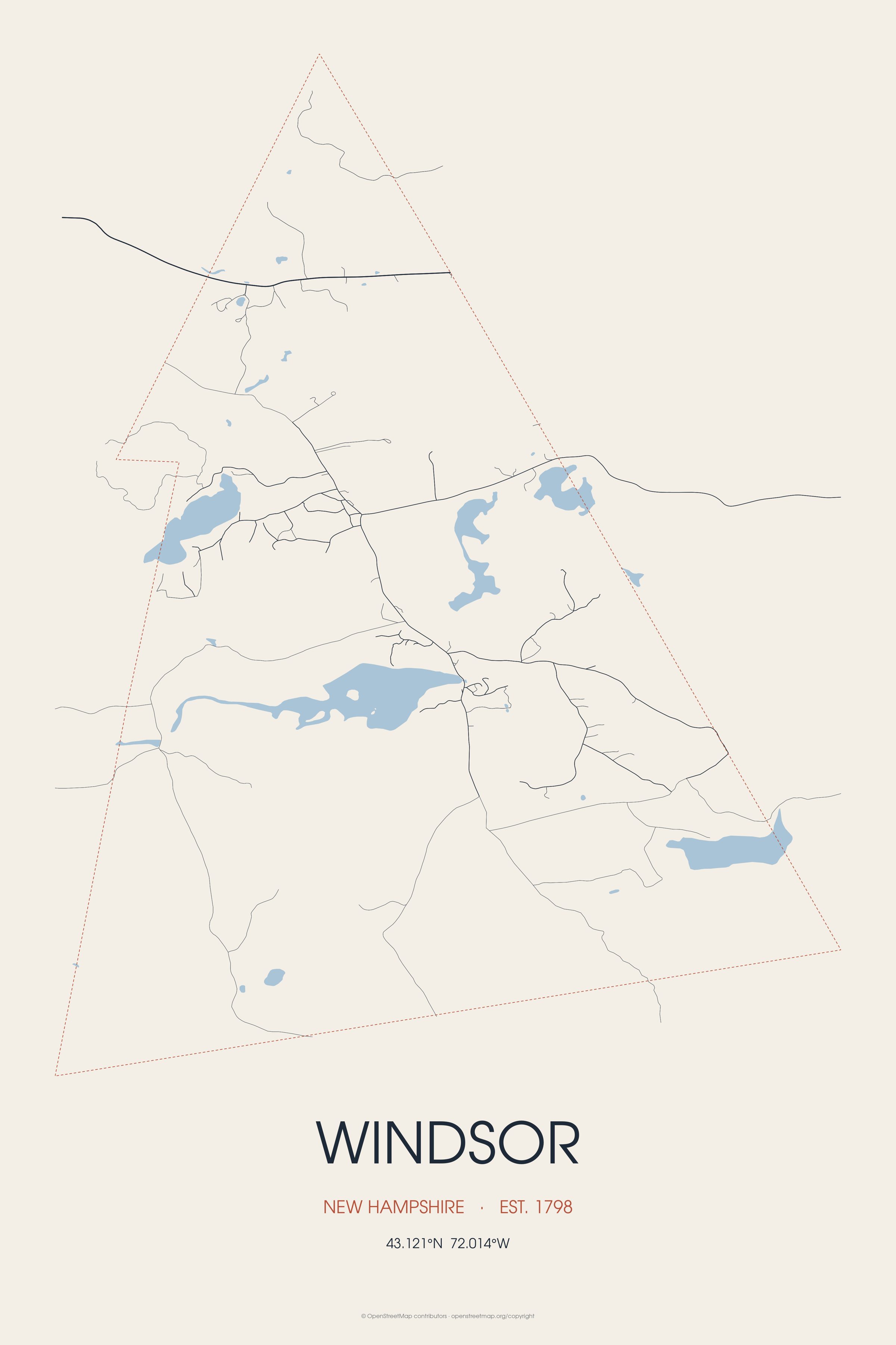 Street map of Windsor, New Hampshire
