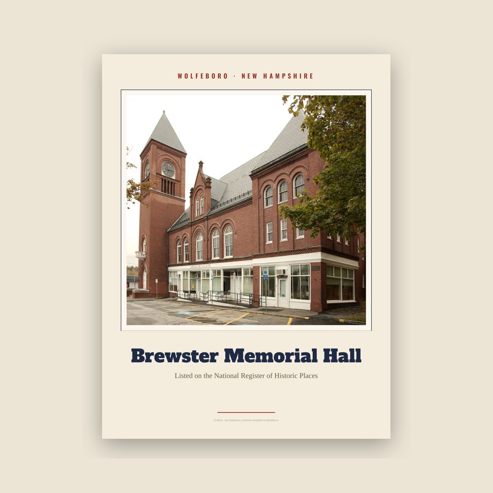 Wolfeboro Brewster Memorial Hall Landmark Print