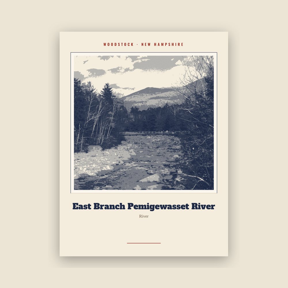 Woodstock East Branch Pemigewasset River Landmark Print