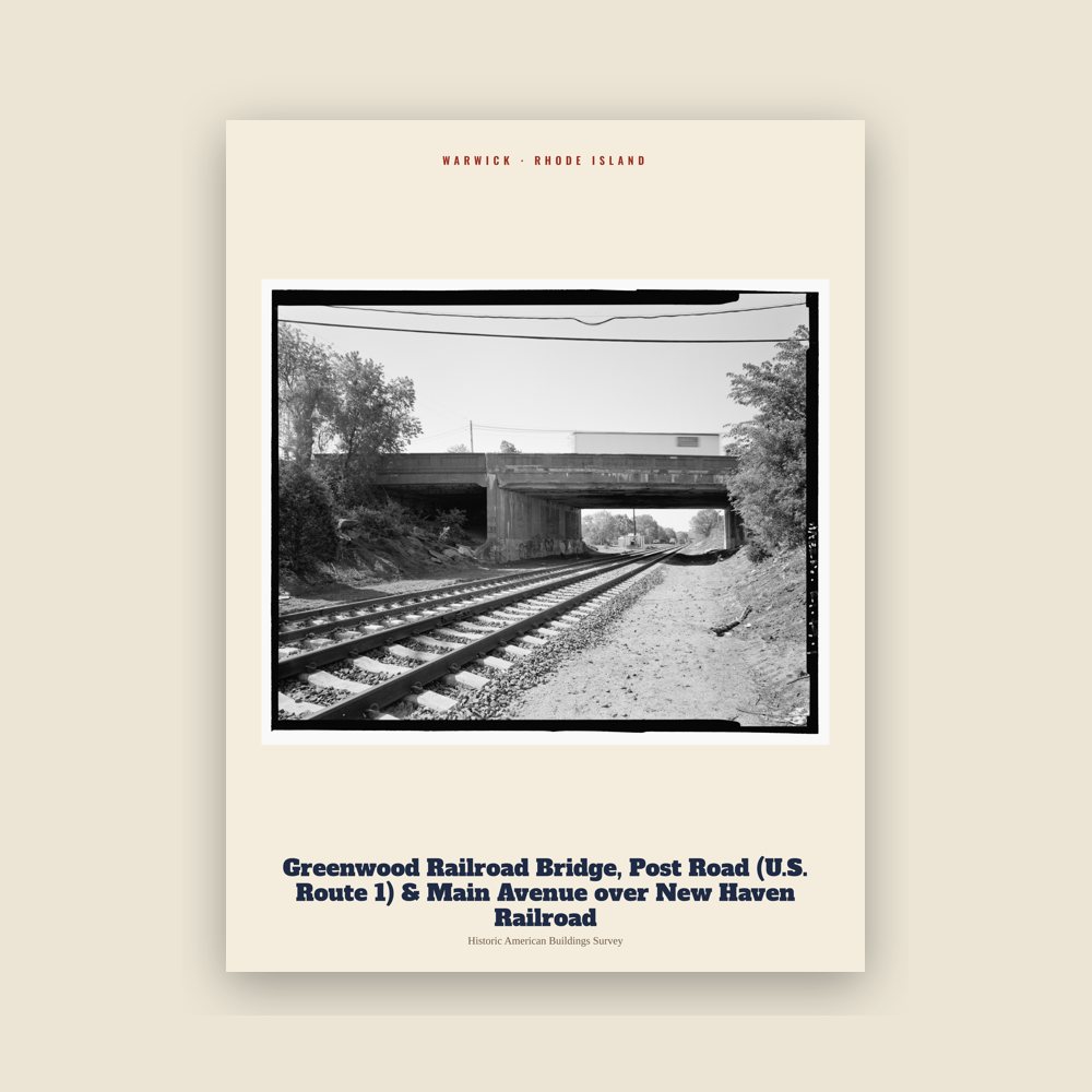 Warwick Greenwood Railroad Bridge, Post Road (U.S. Route 1) & Main Avenue over New Haven Railroad Archive Print
