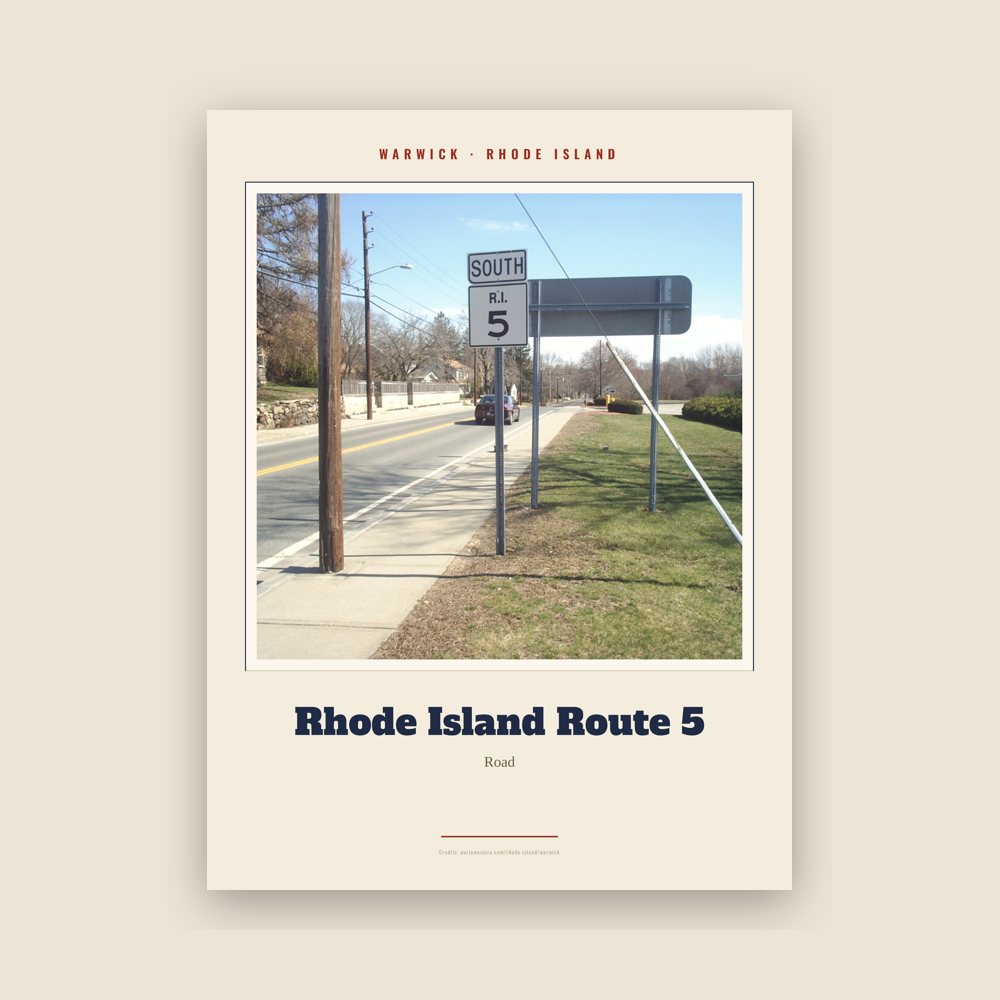 Warwick Rhode Island Route 5 Landmark Print