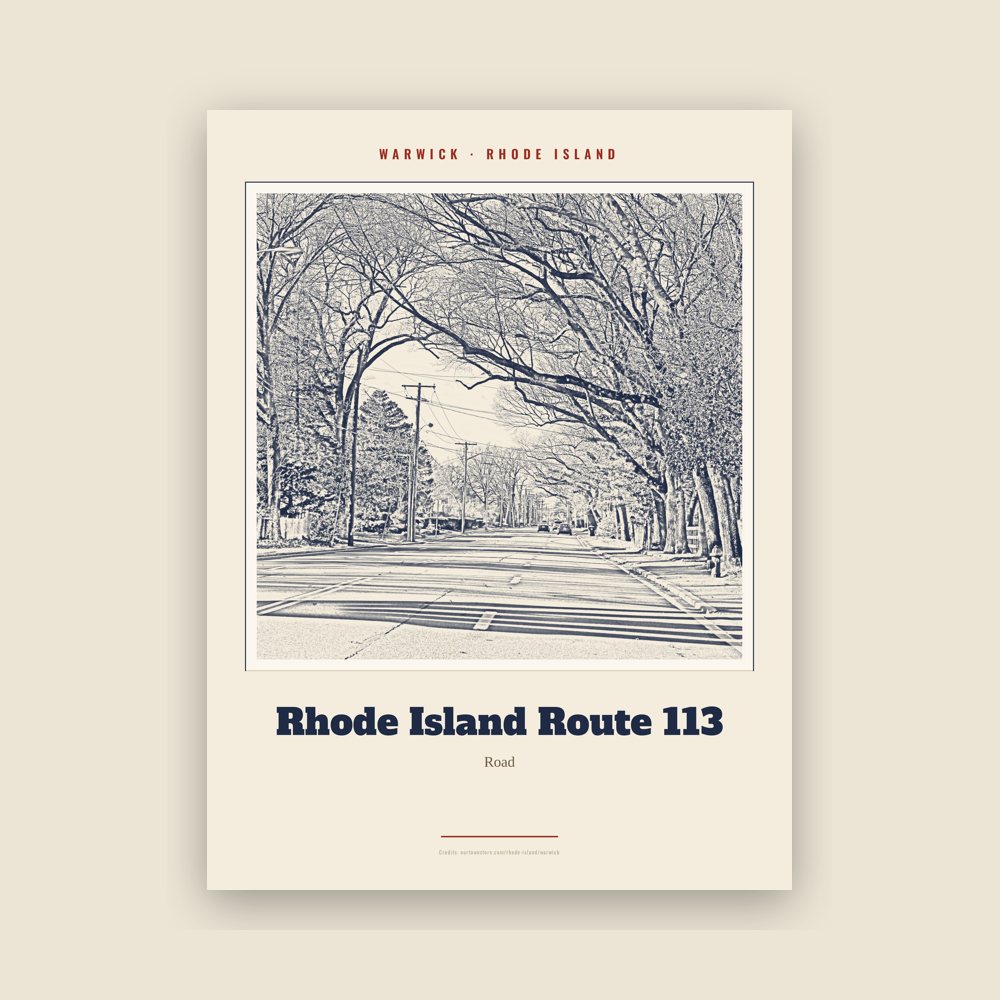 Warwick Rhode Island Route 113 Landmark Print