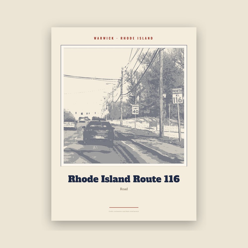 Warwick Rhode Island Route 116 Landmark Print