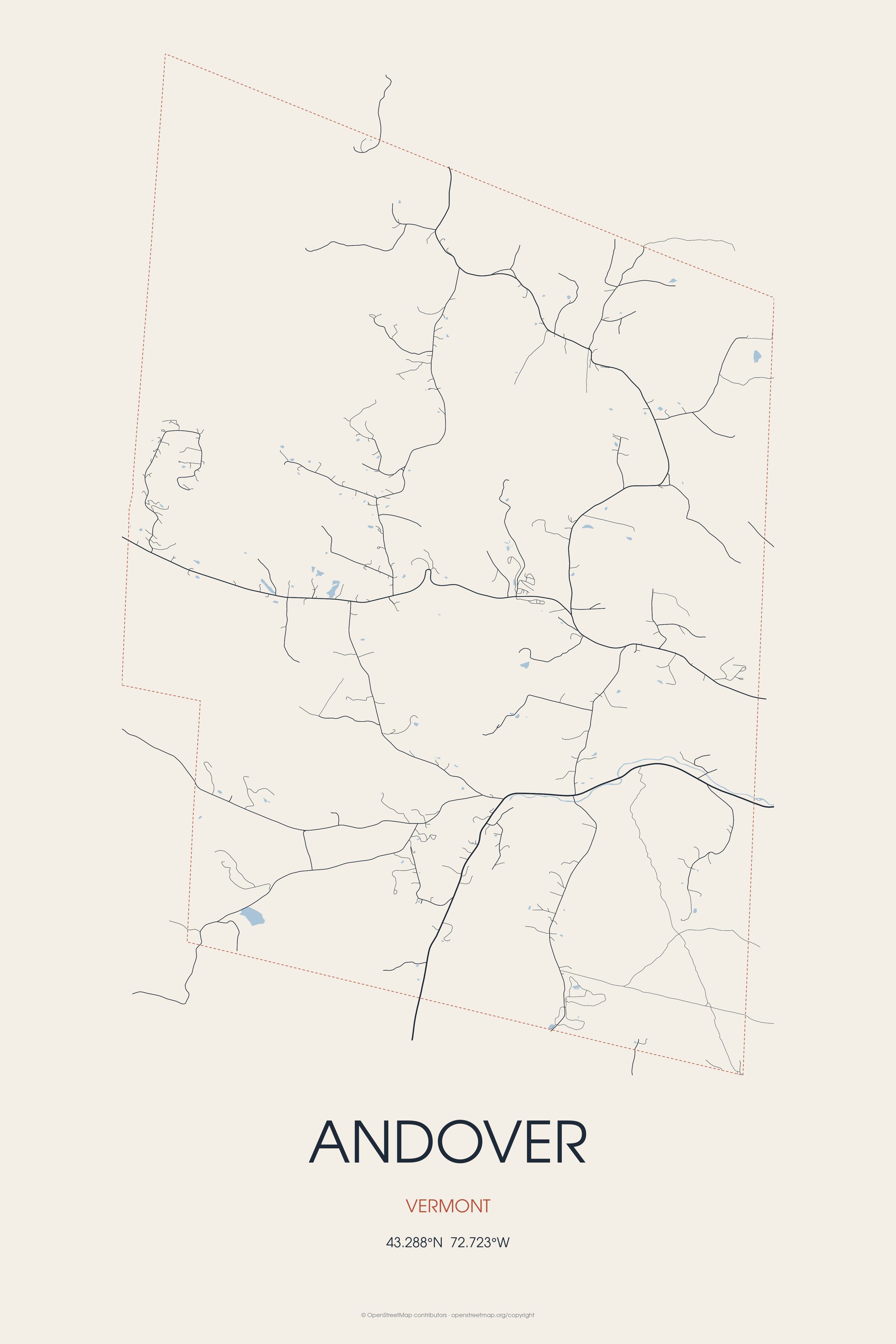 Street map of Andover, Vermont