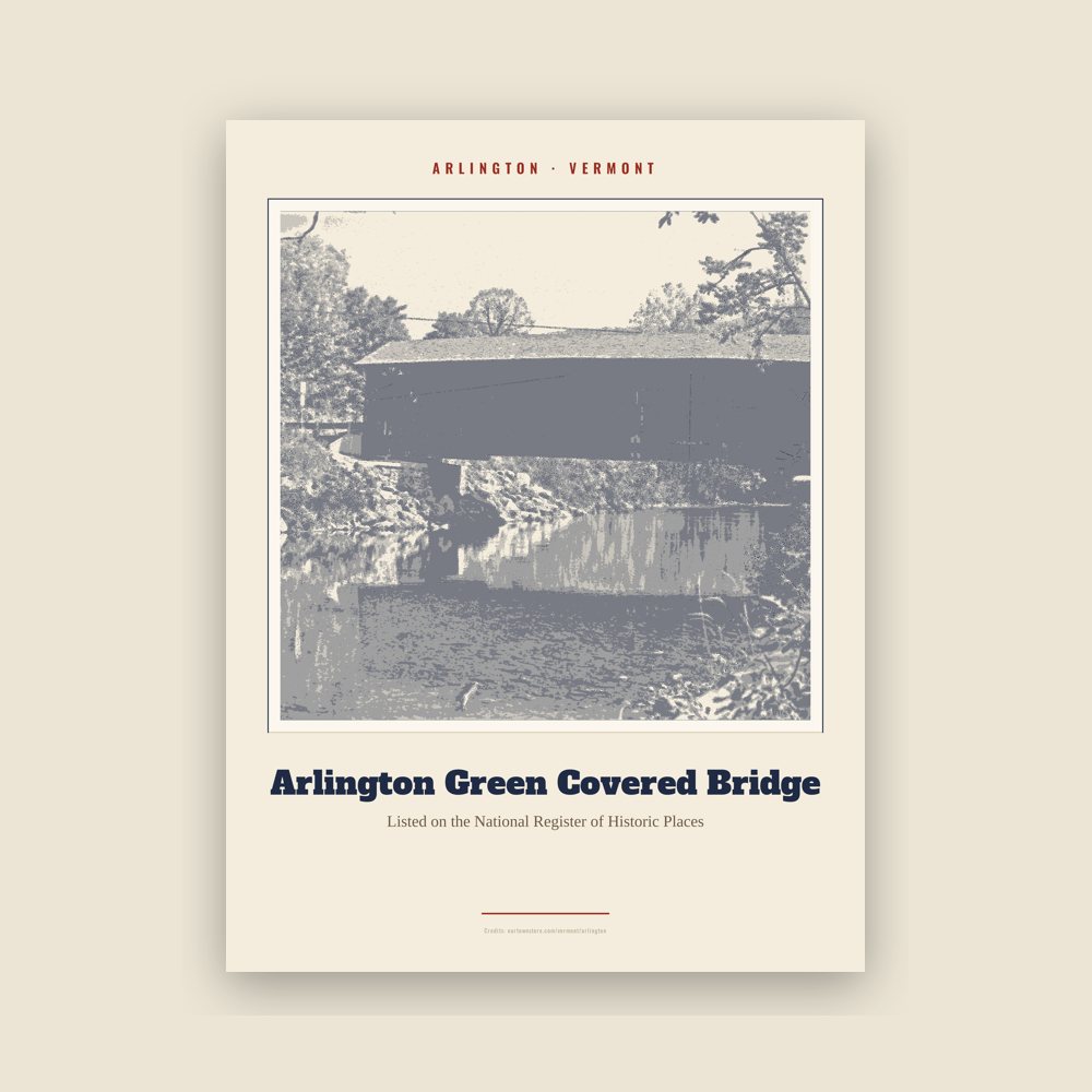 Arlington Arlington Green Covered Bridge Landmark Print