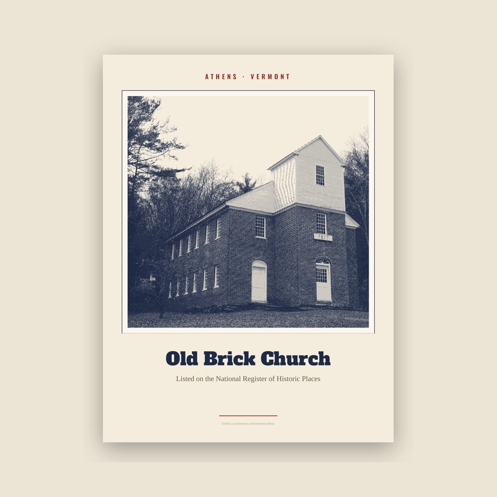 Athens Old Brick Church Landmark Print