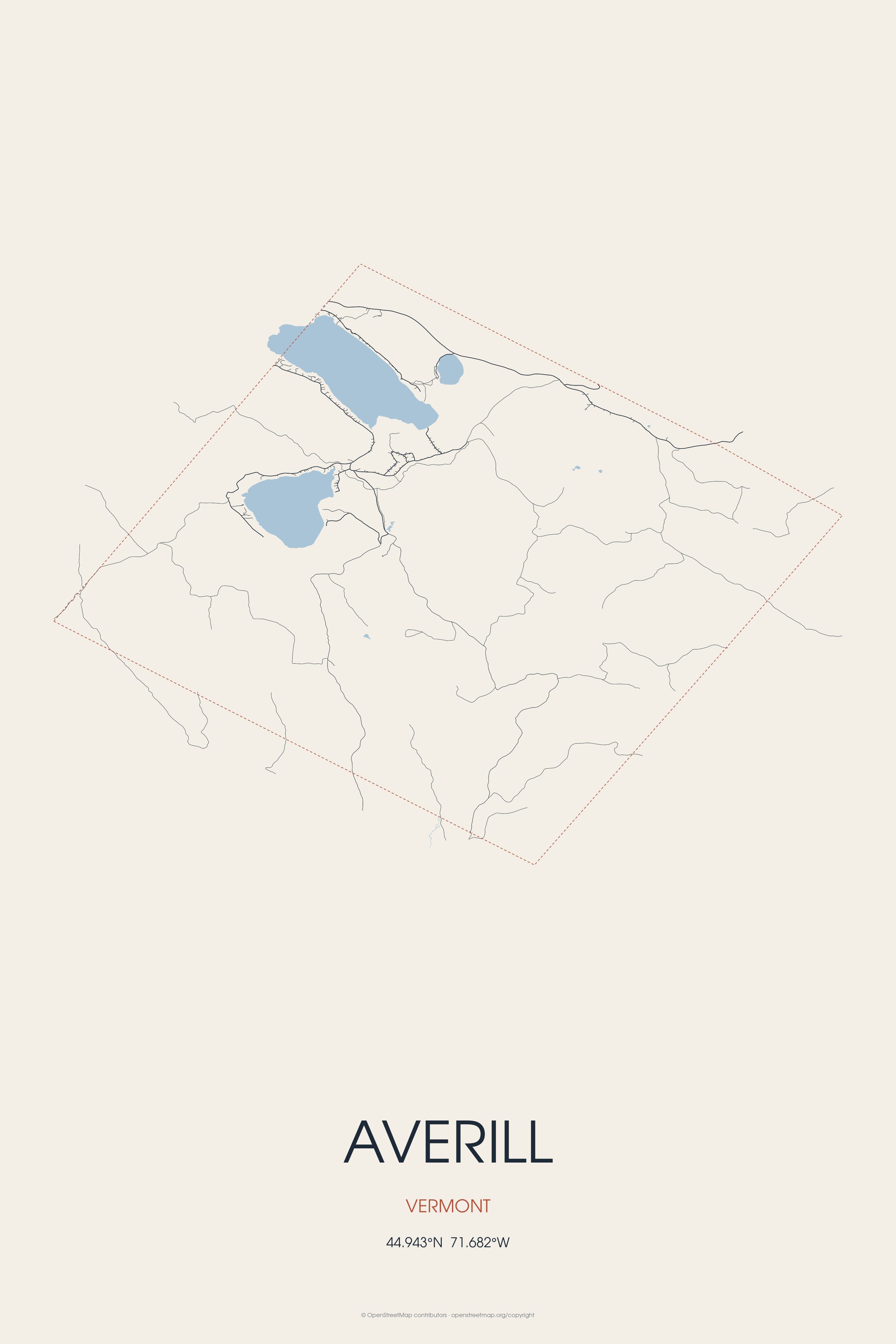 Street map of Averill, Vermont