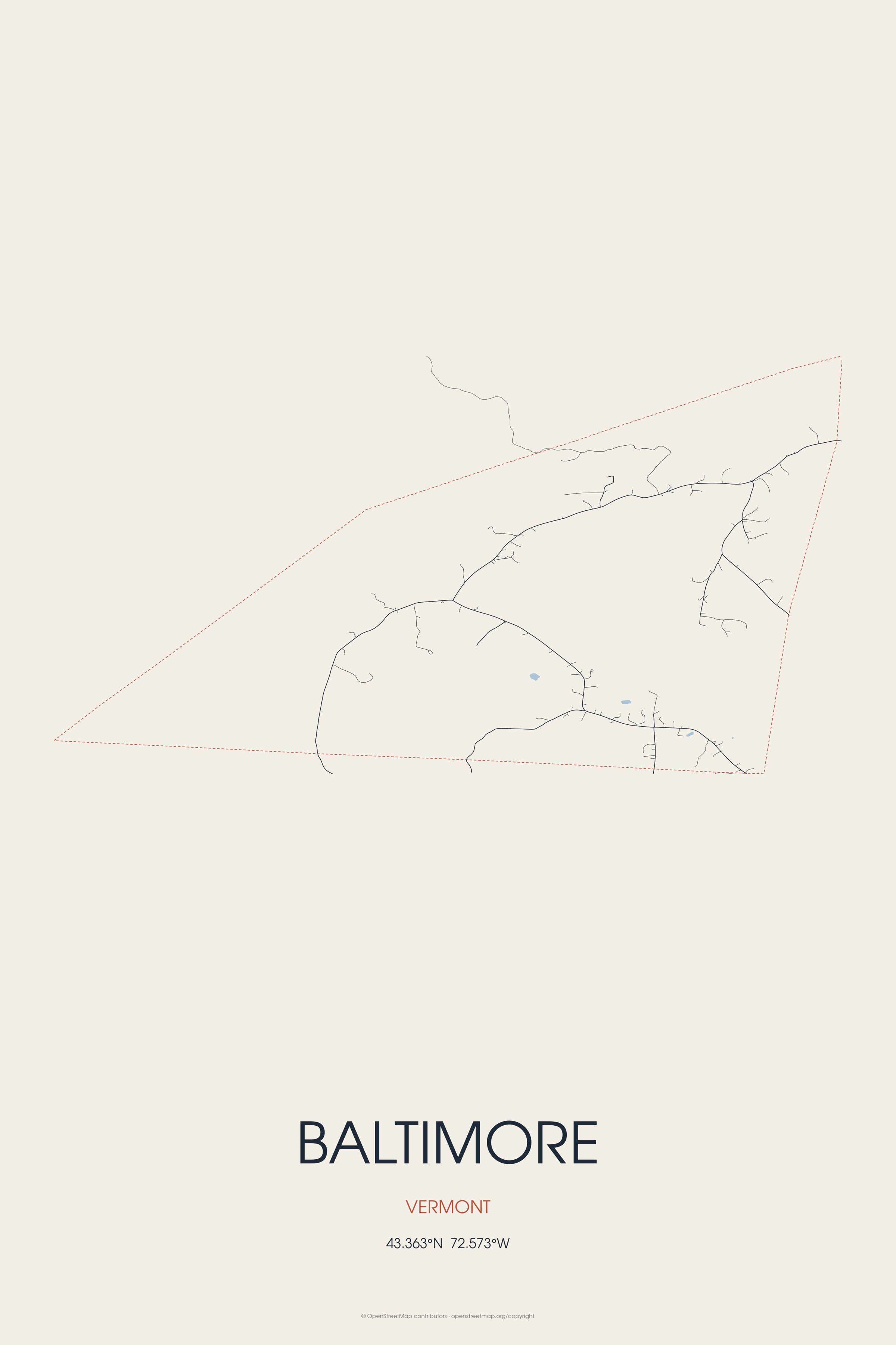 Street map of Baltimore, Vermont