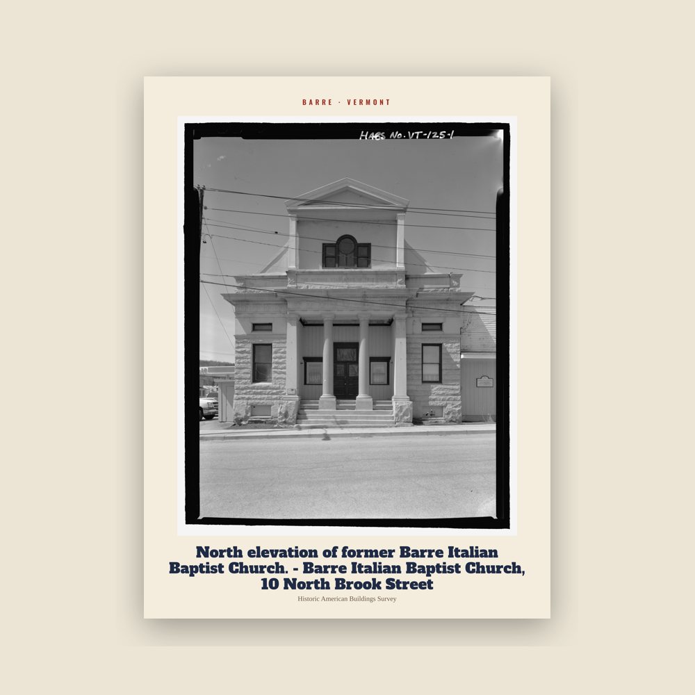Barre North elevation of former Barre Italian Baptist Church. - Barre Italian Baptist Church, 10 North Brook Street Archive Print