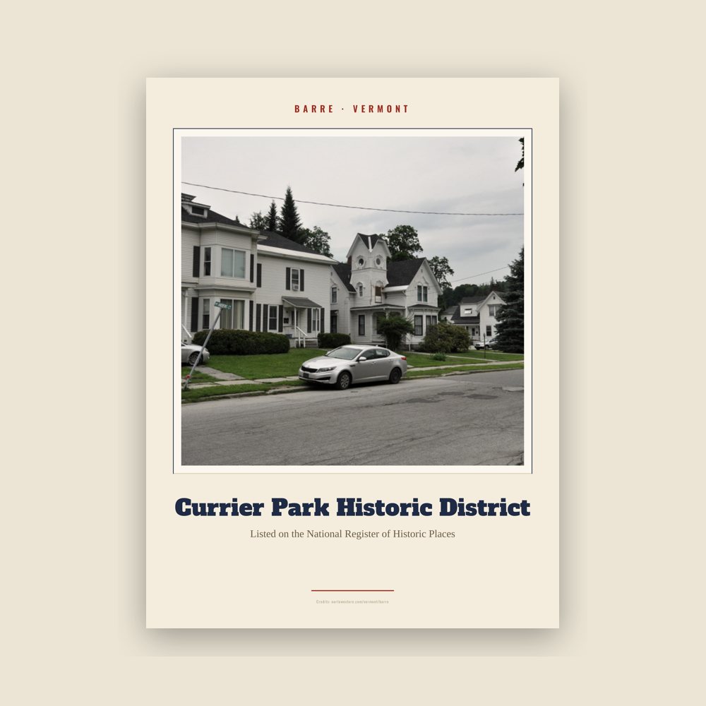 Barre Currier Park Historic District Landmark Print