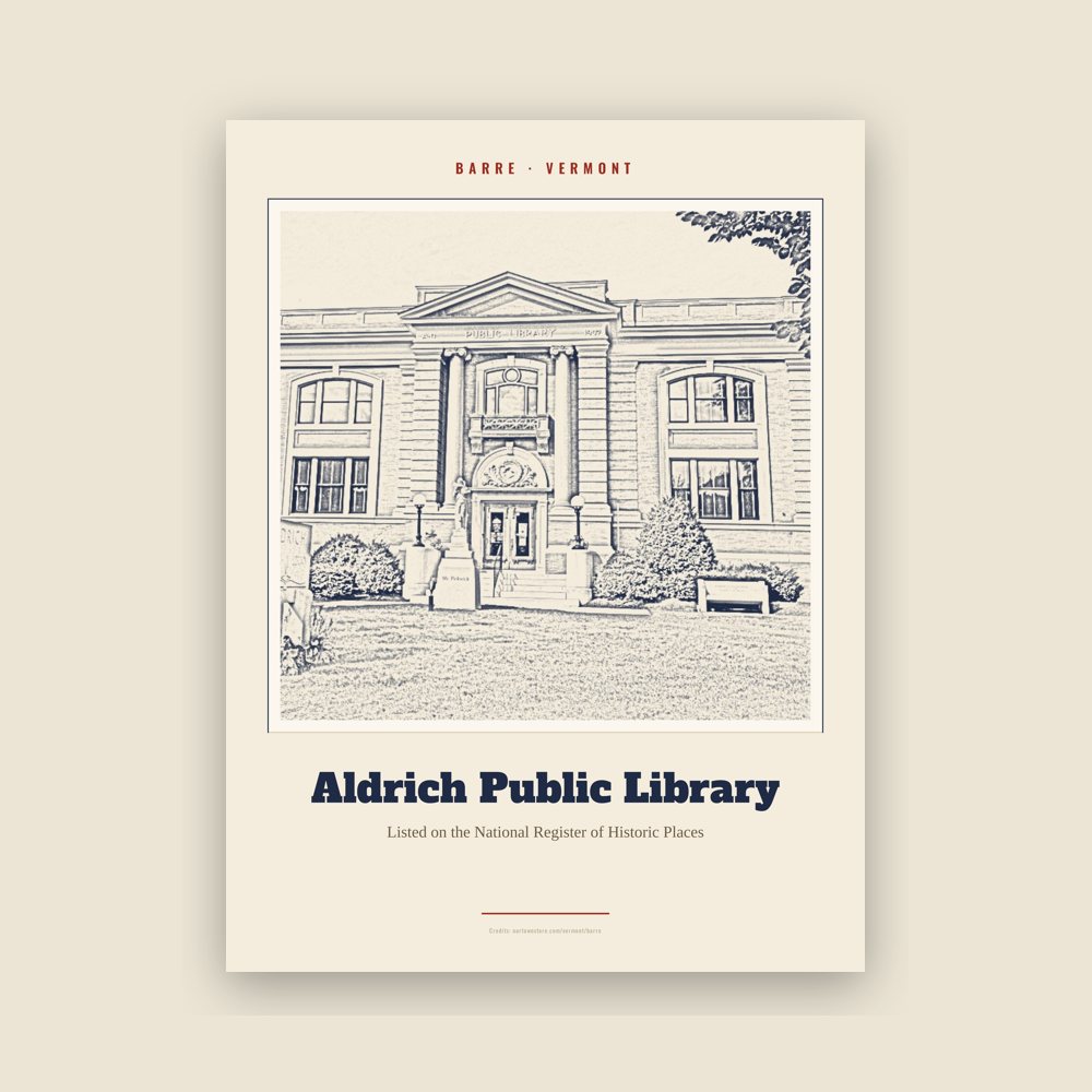 Barre Aldrich Public Library Landmark Print