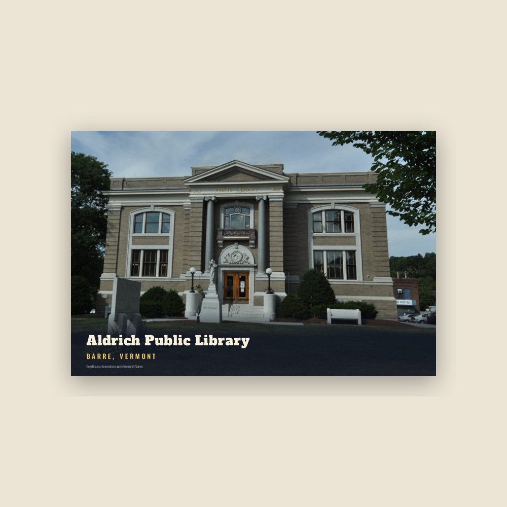 Barre Aldrich Public Library Postcard