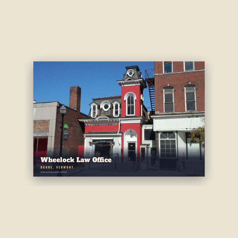 Barre Wheelock Law Office Postcard