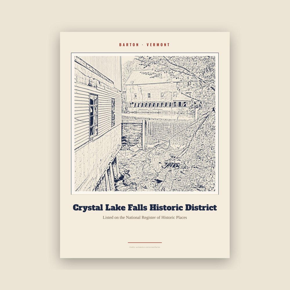 Barton Crystal Lake Falls Historic District Landmark Print