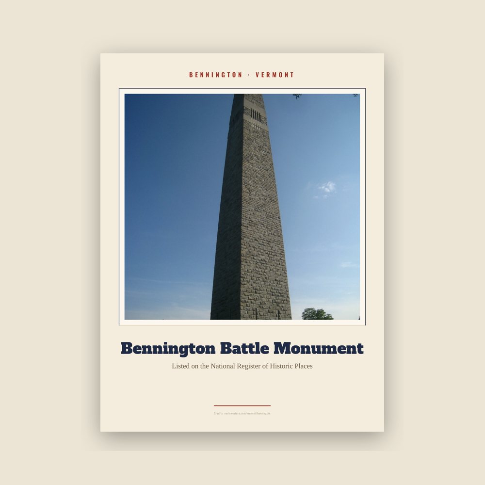 Bennington Bennington Battle Monument Landmark Print