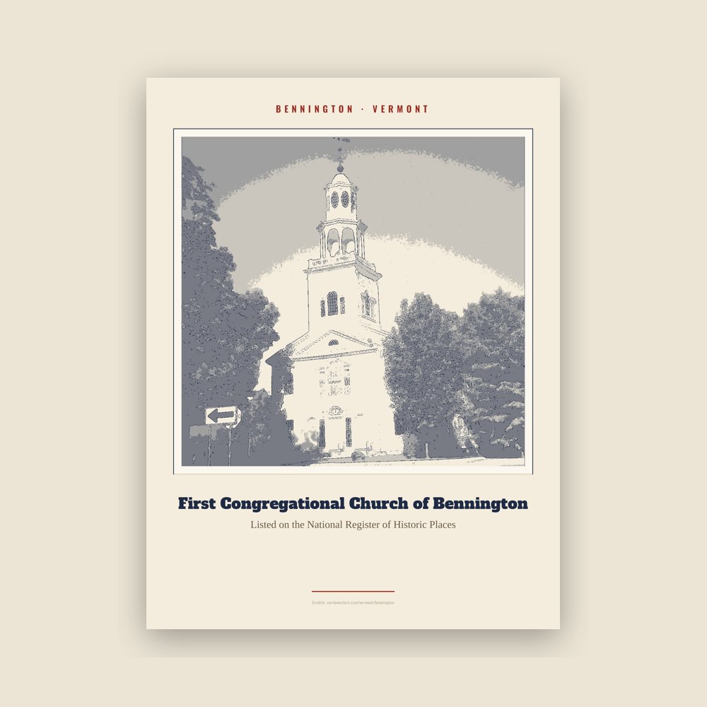 Bennington First Congregational Church of Bennington Landmark Print