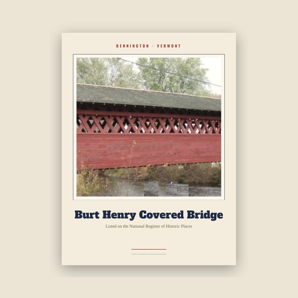 Bennington Burt Henry Covered Bridge Landmark Print