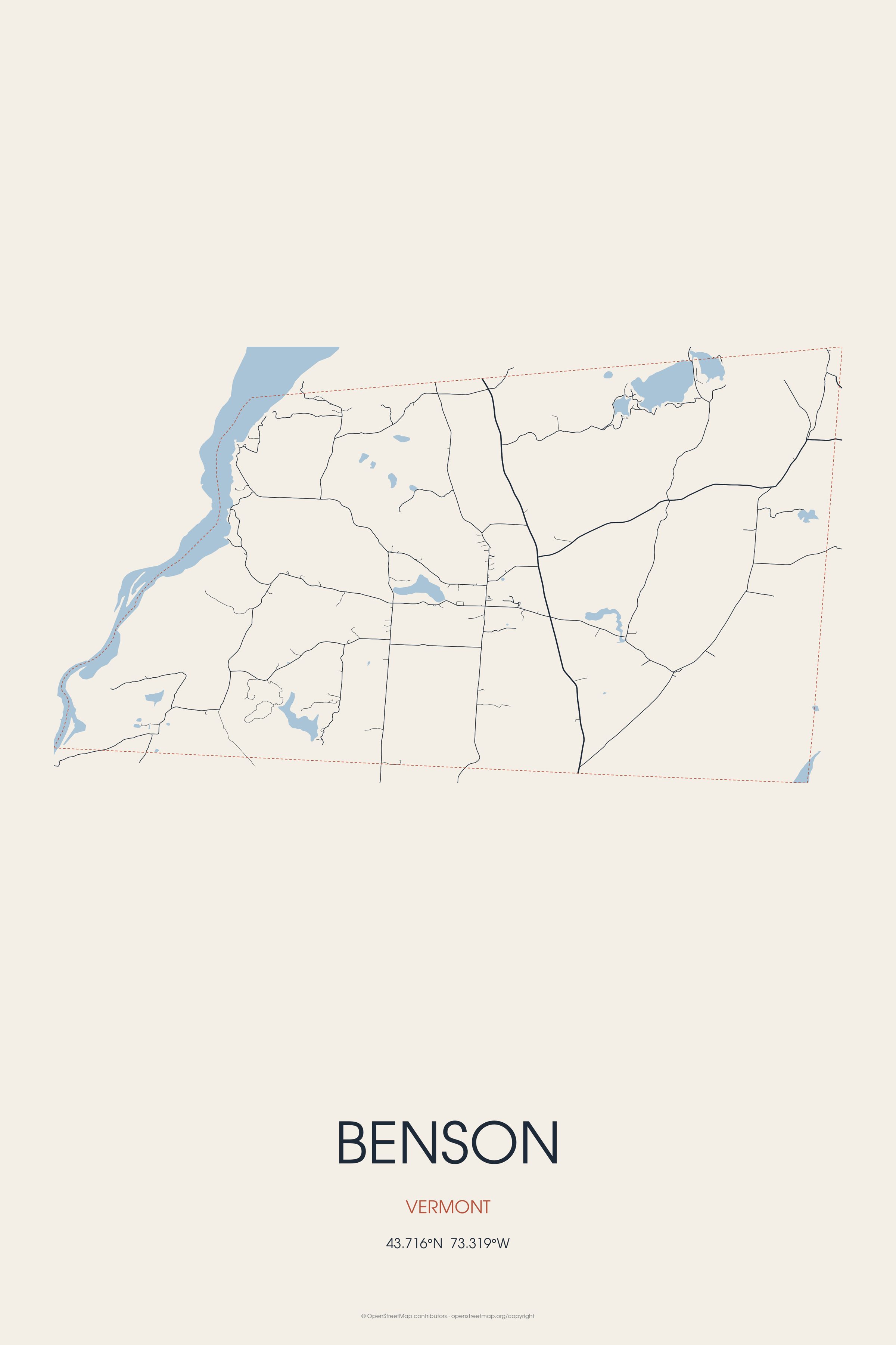 Street map of Benson, Vermont